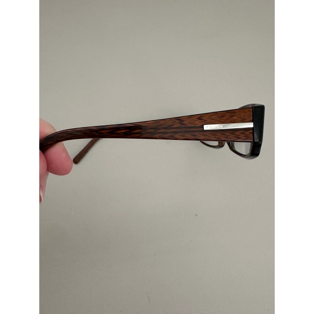 Prada Eyeglasses Frames Only Rectangular Brown Vp… - image 6